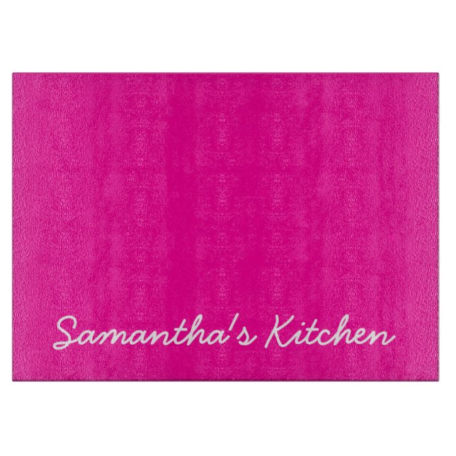 Personalised glass cutting board | Pink and white (Front)