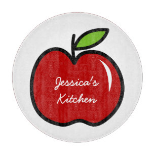 Personalised glass cutting board   Red apple fruit
