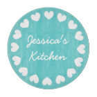 Personalised glass cutting board | Turquoise heart