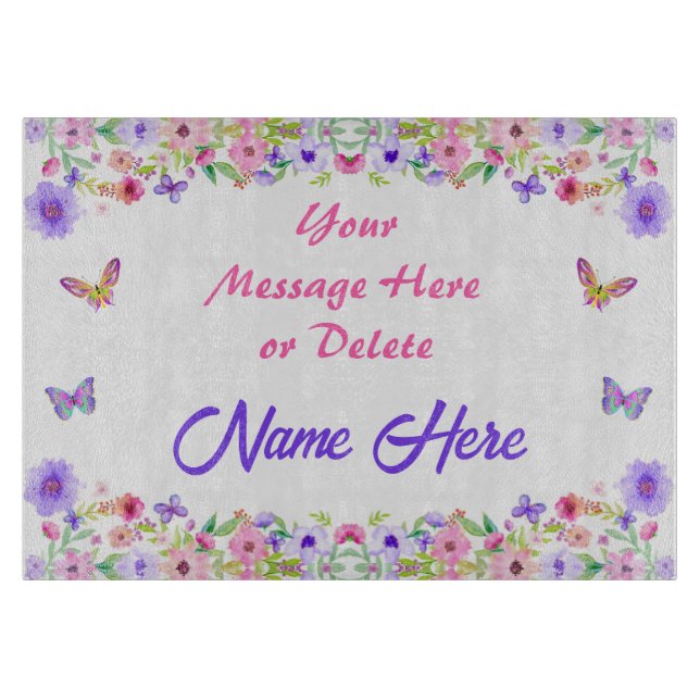 Personalised Glass Cutting Boards for Mum, Grandma (Front)