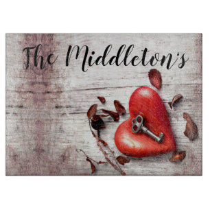 Personalised Glass Cutting Country Wood Key to my Cutting Board