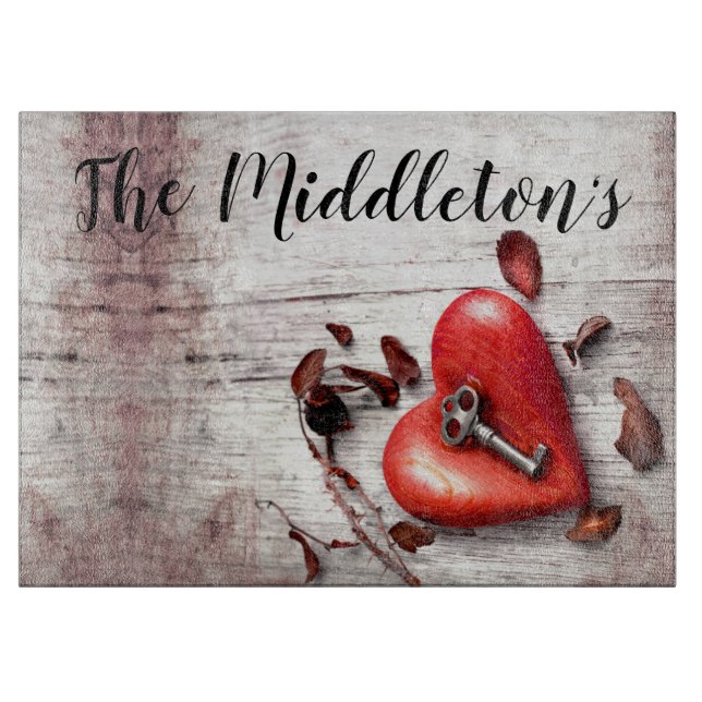 Personalised Glass Cutting Country Wood Key to my Cutting Board (Front)