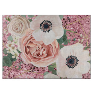 Personalised Glass Cutting Geometric Garden Rose Board