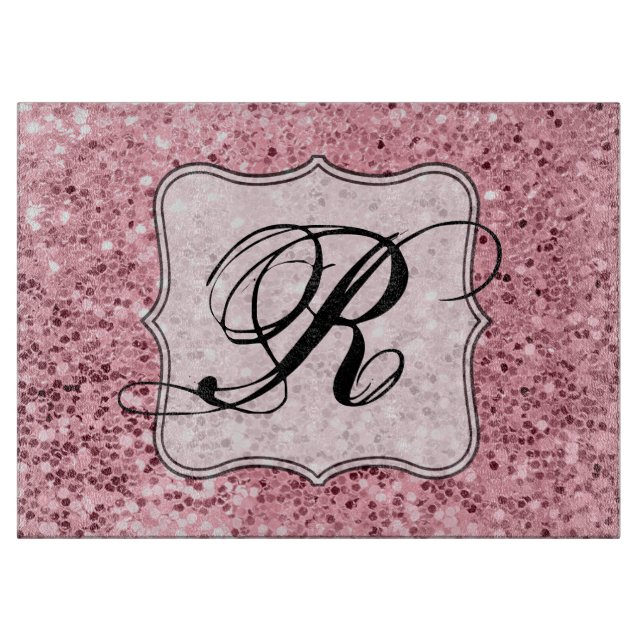 Personalised Glass Cutting Rose Gold Glitter Board (Front)