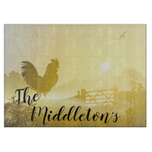 Personalised Glass Cutting Sunny Morning Farm Coun Cutting Board