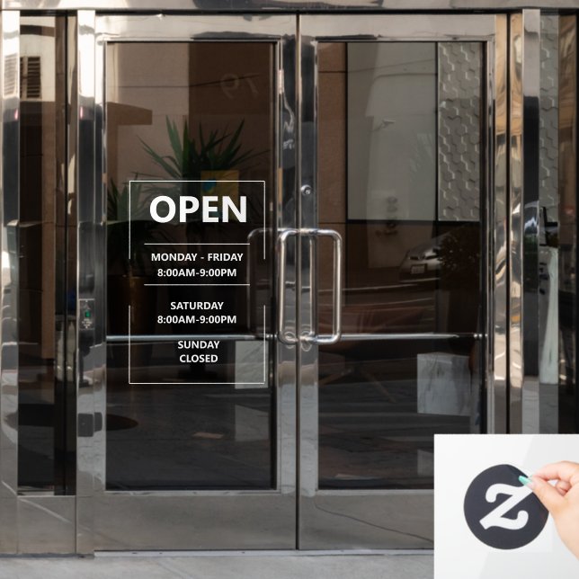 Personalised glass window opening hours Business  Cling (Office Door)