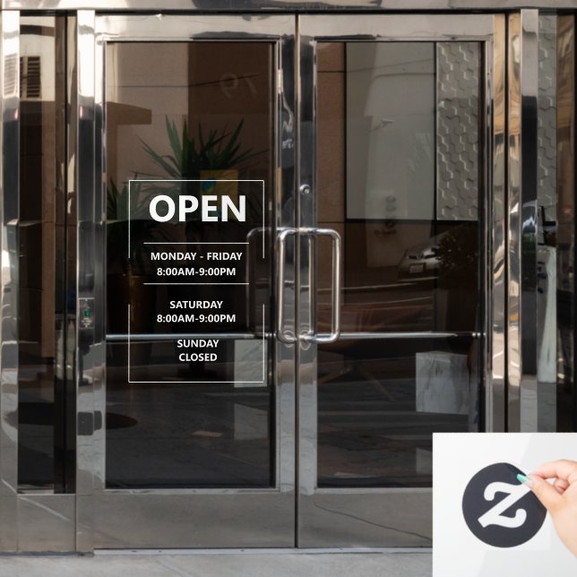 Personalised glass window opening hours Business  Window Cling (Office Door)