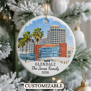 Personalised Glendale Ornament, Custom California Ceramic Tree Decoration
