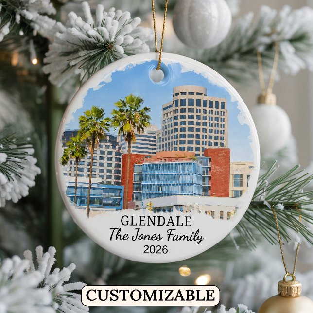 Personalised Glendale Ornament, Custom California Ceramic Tree Decoration (Creator Uploaded)