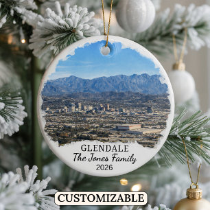 Personalised Glendale Ornament, Custom California Ceramic Tree Decoration