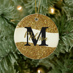Personalised glitter  ceramic tree decoration