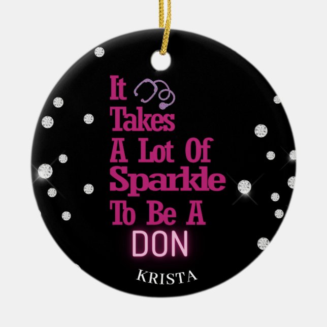 Personalised Glitter Director of Nursing Ceramic Tree Decoration (Front)