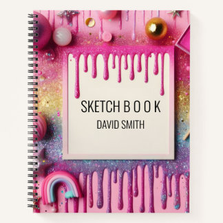 Personalised glitter drips notebook