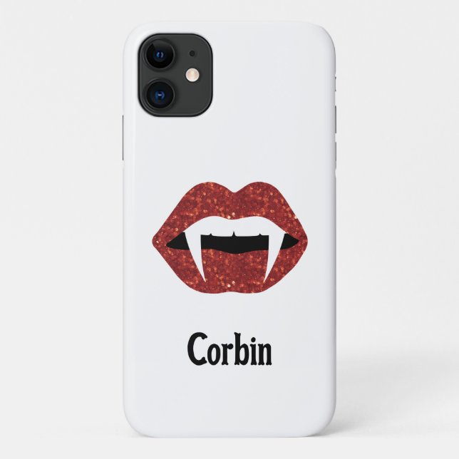 Personalised  Glitter Fangs Halloween - red lips Case-Mate iPhone Case (Back)