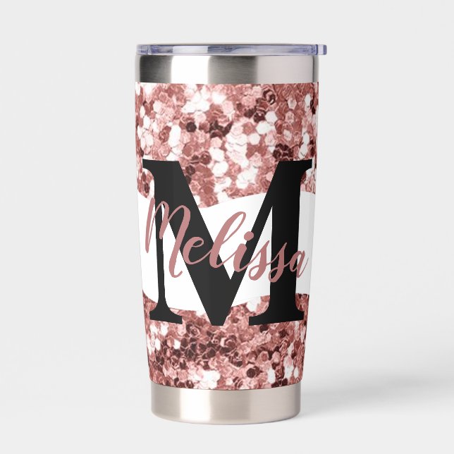 Personalised glitter   insulated tumbler (Left)