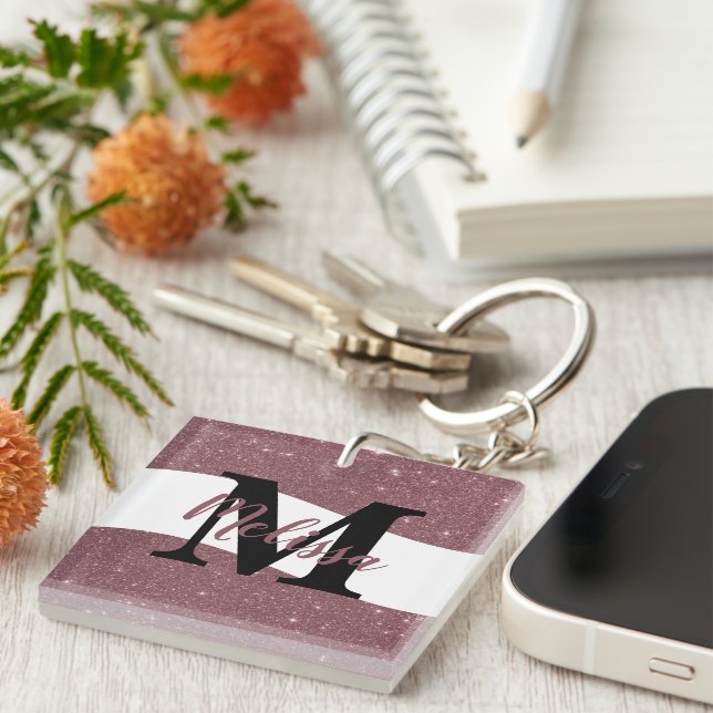 Personalised glitter  keychain (Front Right)