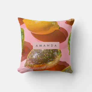 Personalised Glitter Lemon Citrus Design Cushion