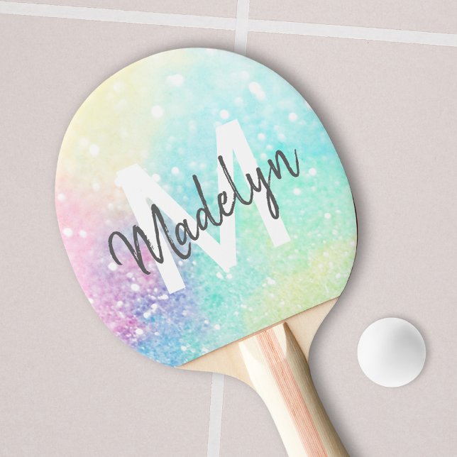 Personalised Glitter Pastel Bokeh Pattern Ping Pong Paddle (Creator Uploaded)
