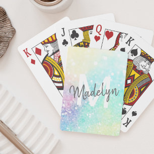 Personalised Glitter Pastel Bokeh Pattern Playing Cards