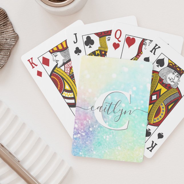 Personalised Glitter Pastel Bokeh Pattern Playing Cards (Creator Uploaded)