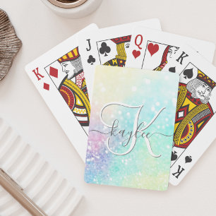 Personalised Glitter Pastel Bokeh Pattern Playing Cards