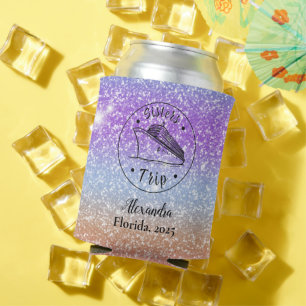 Personalised Glitter Sisters Cruise Can Cooler