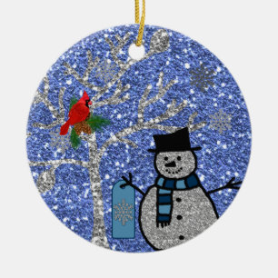 Personalised GLITTER SNOWMAN Ornament