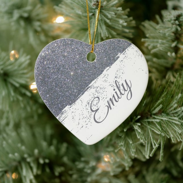 Personalised glitter spray ceramic tree decoration (Tree)