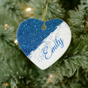 Personalised glitter spray ceramic tree decoration