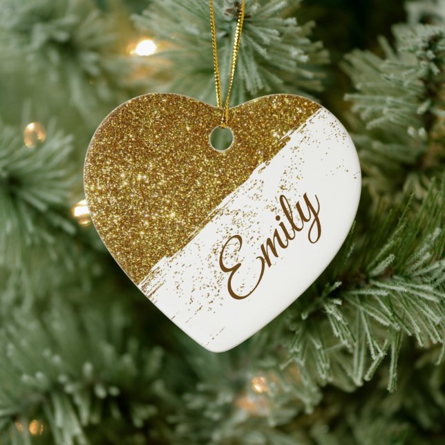 Personalised glitter spray ceramic tree decoration (Tree)