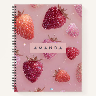 Personalised Glitter Strawberry Dream Sparkling Notebook
