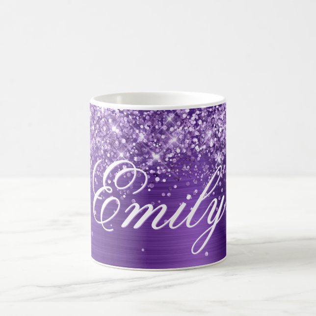 Personalised Glittery Amethyst Purple Foil Coffee Mug (Center)