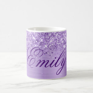 Personalised Glittery Lavender Foil Coffee Mug