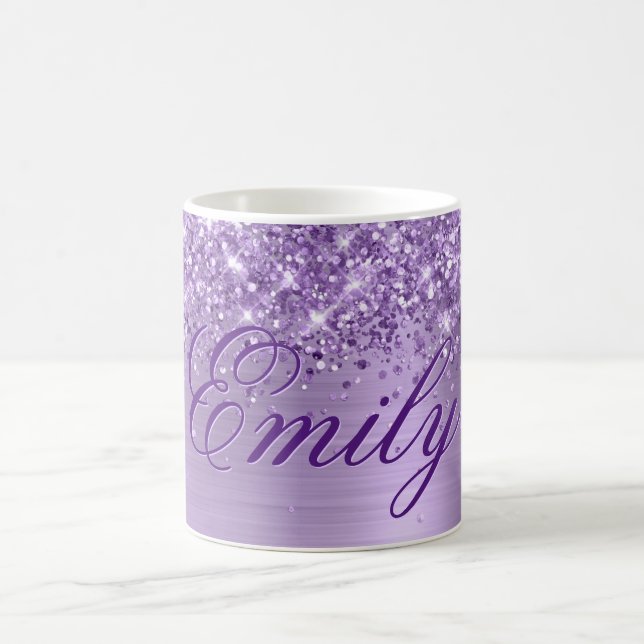Personalised Glittery Light Purple Foil Coffee Mug (Center)