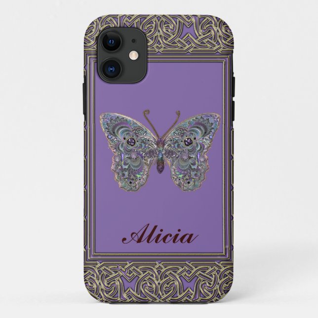 Personalised Glittery Metallic Butterfly Case (Back)