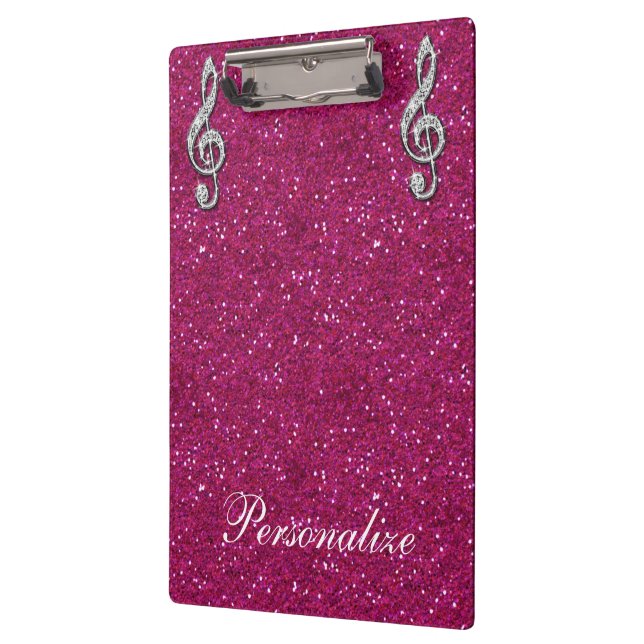 Personalised Glitzy Sparkly Diamond Music Note Clipboard (Left)