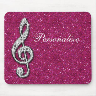 Personalised Glitzy Sparkly Diamond Music Note Mouse Mat