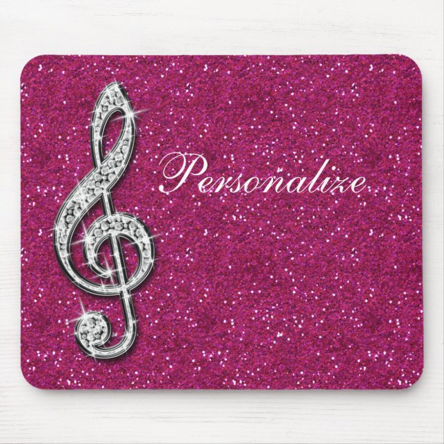 Personalised Glitzy Sparkly Diamond Music Note Mouse Mat (Front)