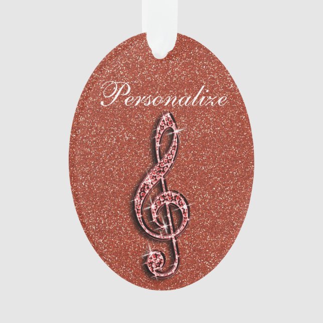 Personalised Glitzy Sparkly Diamond Music Note Ornament (Front)