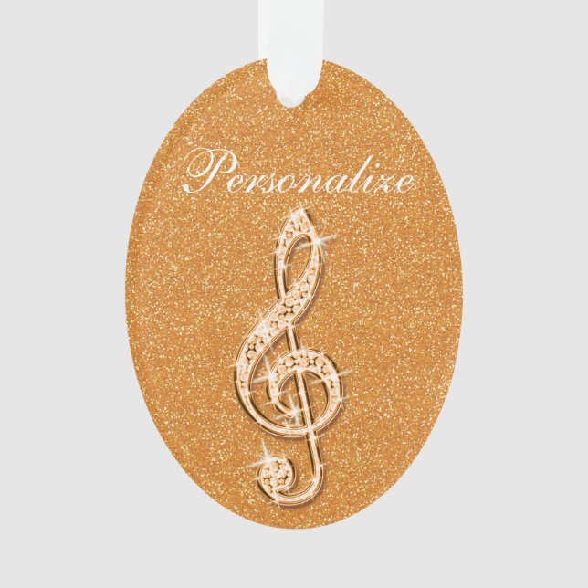 Personalised Glitzy Sparkly Diamond Music Note Ornament (Front)