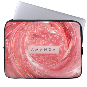 Personalised Glossy Coral Sparkle Swirl Laptop Sleeve