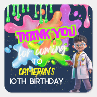 Personalised Glow Slime Science Party Favour Square Sticker
