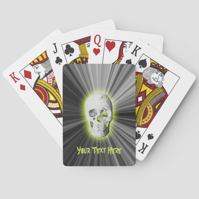 Personalised Glowing Green Skull Playing Cards (Back)