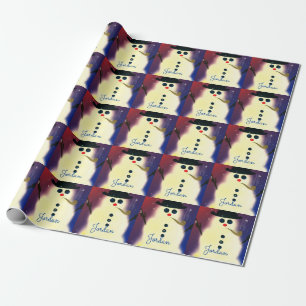 Personalised Glowing Snowman Christmas Wrapping Paper