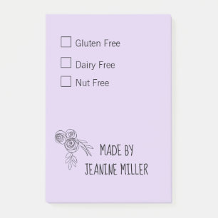Personalised Gluten Free Dairy Free Nut Free Post-it Notes
