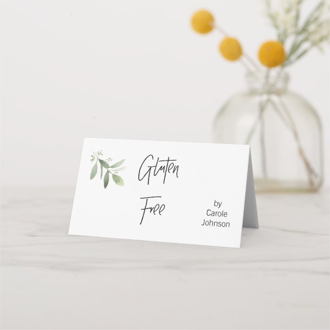 Personalised Gluten Free Label Tent Fold Signs Place Card (Back)