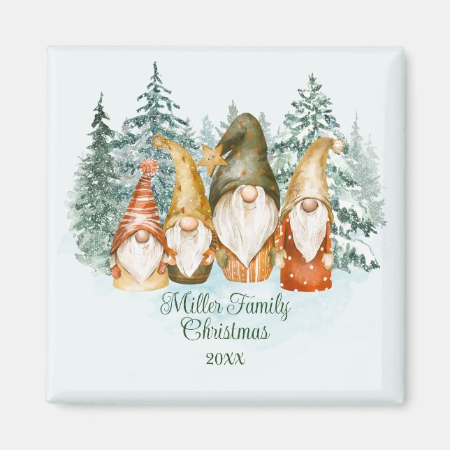 Personalised Gnome Christmas Magnet (Front)