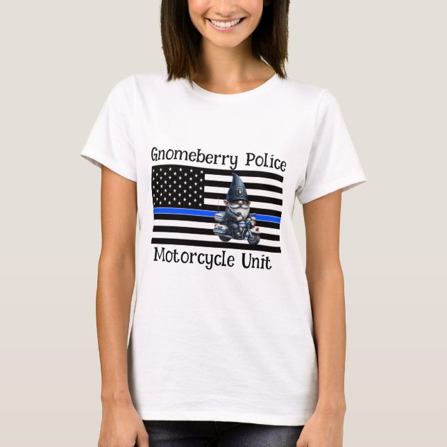 Personalised Gnome Police Motorcycle Unit  T-Shirt (Front)