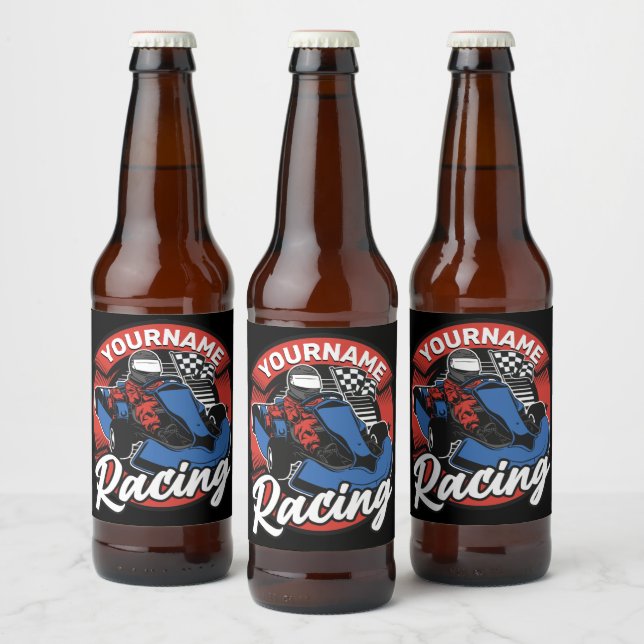 Personalised Go Kart Extreme Racing Karting Race Beer Bottle Label (Bottles)