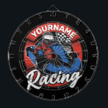 Personalised Go Kart Extreme Racing Karting Race Dartboard<br><div class="desc">Personalised Go Kart Racing Motorsport Racer Design - Customise with your Name and Custom Text!</div>